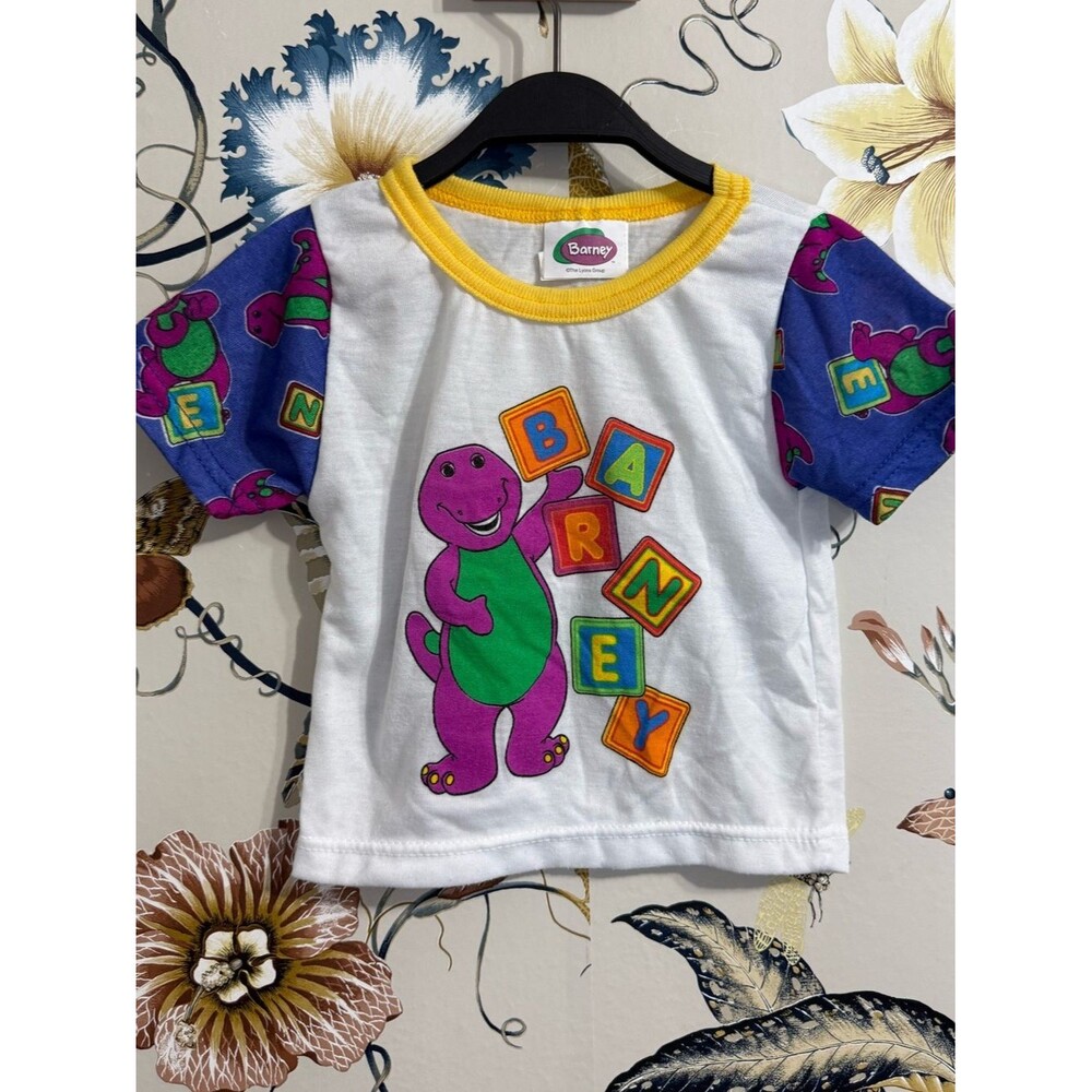 Vintage Barney Baby T shirt Pajama Shirt 18M Cartoon The Lyons Group Colorful